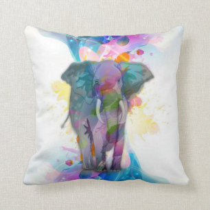 niedliche Aquarellfarben Spritzer Elefant Kissen