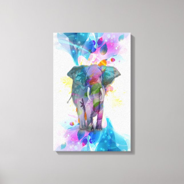 niedliche Aquarellfarben Spritzer Elefant Leinwanddruck (Vorderseite)