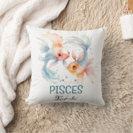 Niedliche Aquarellfärbung Pisces Zodiac Name Kissen