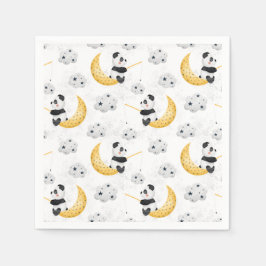 Niedliche Aquarellfischerei Panda Muster Geburtsta Serviette