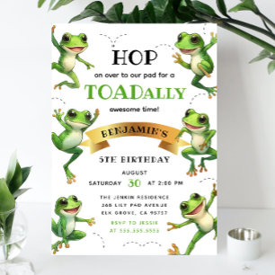 Niedliche Aquarellfrösche jagen über jeden Geburts Einladung