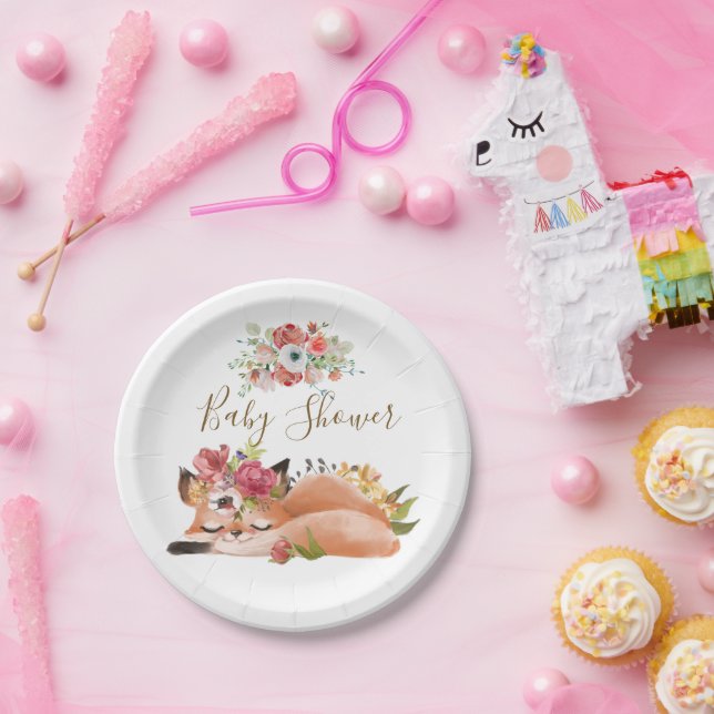 Niedliche Aquarellfuchs Babydusche Teller (Party)