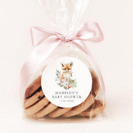 Niedliche Aquarellfuchs Kinderdusche Runder Aufkleber