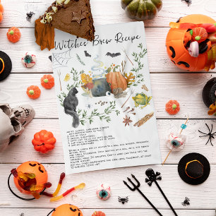 Niedliche Aquarellhexen Brew-Rezept Halloween Geschirrtuch