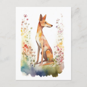Niedliche Aquarellhunde und Wildblumen Postkarte