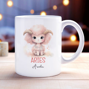 Niedliche Aquarellillustration von Aries Zodiac Kaffeetasse