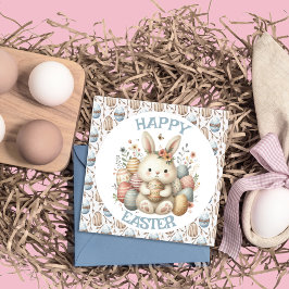 Niedliche Aquarellkarte Bunny Osterflache Grußkart