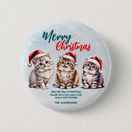Niedliche Aquarellkatze Weihnachten Weihnachten Button