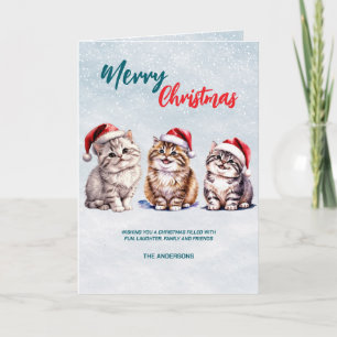 Niedliche Aquarellkatze Weihnachten Weihnachten Karte
