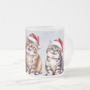 Niedliche Aquarellkatze Weihnachten Weihnachten Mattglastasse