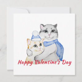 Niedliche Aquarellkatzen am Valentinstag