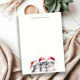 Niedliche Aquarellkatzen Furchen und Helle Weihnac Mitteilungskarte