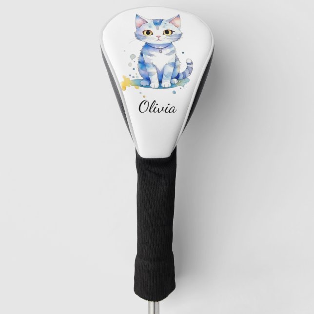 Niedliche Aquarellkatzengestaltung Golf Headcover (Vorderseite)
