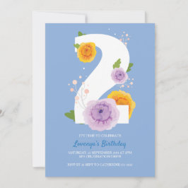 Niedliche Aquarellkinder 2. Geburtstag Party Save The Date