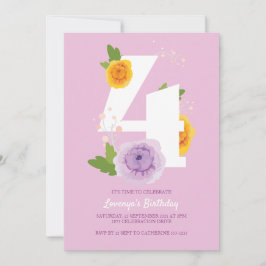 Niedliche Aquarellkinder 4. Geburtstag Party Save The Date