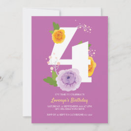 Niedliche Aquarellkinder 4. Geburtstag Party Save The Date