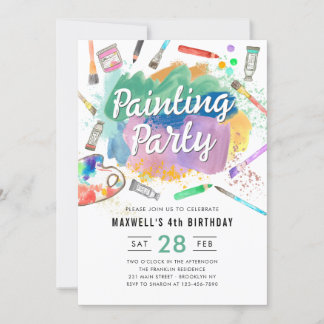 Niedliche Aquarellkunst Malerei Party Geburtstag Einladung