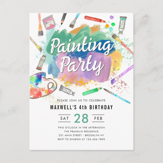Niedliche Aquarellkunst Malerei Party Geburtstag Postkarte (Vorderseite)
