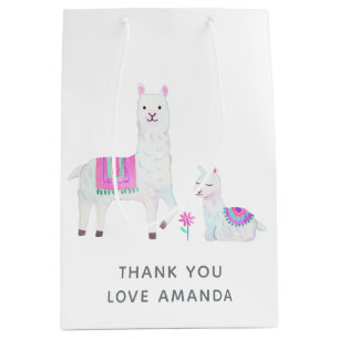 Niedliche Aquarelllama-Kinderdusche Mittlere Geschenktüte
