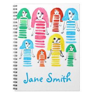 Niedliche Aquarellmädchen Moderne Kunst Notizblock