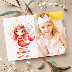 Niedliche Aquarellmaid Birthday Foto Einladung
