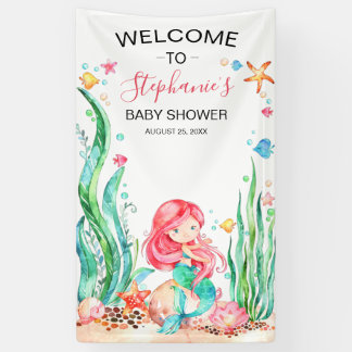 Niedliche Aquarellmaid unter der Meerwasserdusche Banner