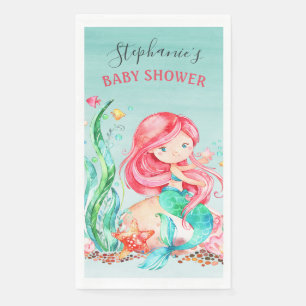 Niedliche Aquarellmaid unter der Meerwasserdusche Serviette