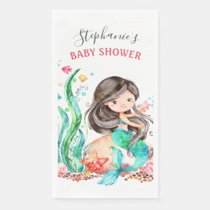 Niedliche Aquarellmaid unter der Meerwasserdusche Serviette