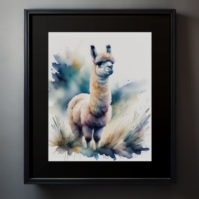 Niedliche Aquarellmalerei eines Lama 5:4 Poster (Von Creator hochgeladen)