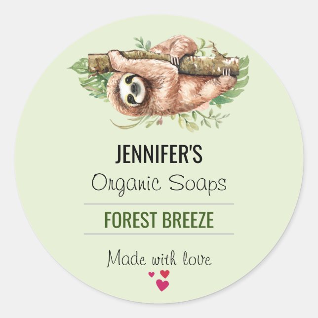 Niedliche Aquarellmatte & tropische Blätter Seife Runder Aufkleber (Vorderseite)