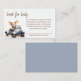 Niedliche Aquarellmäuse in Blue Car Book for Baby Begleitkarte