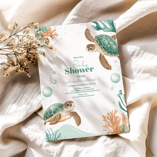 Niedliche Aquarellmeerschildkrötendusche Einladung (Von Creator hochgeladen)