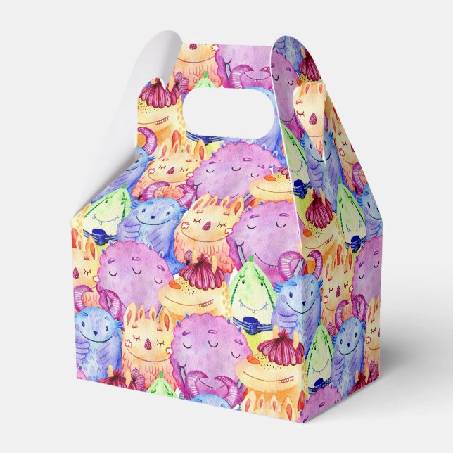 Niedliche Aquarellmonster Geschenkschachtel (Vorderseite)