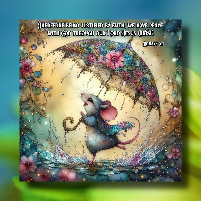 Niedliche Aquarellmouse Regenschirm Osterfest Feiertagskarte (Von Creator hochgeladen)