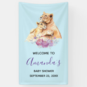 Niedliche Aquarellmütter mit Löwe- und Cub-Babydus Banner