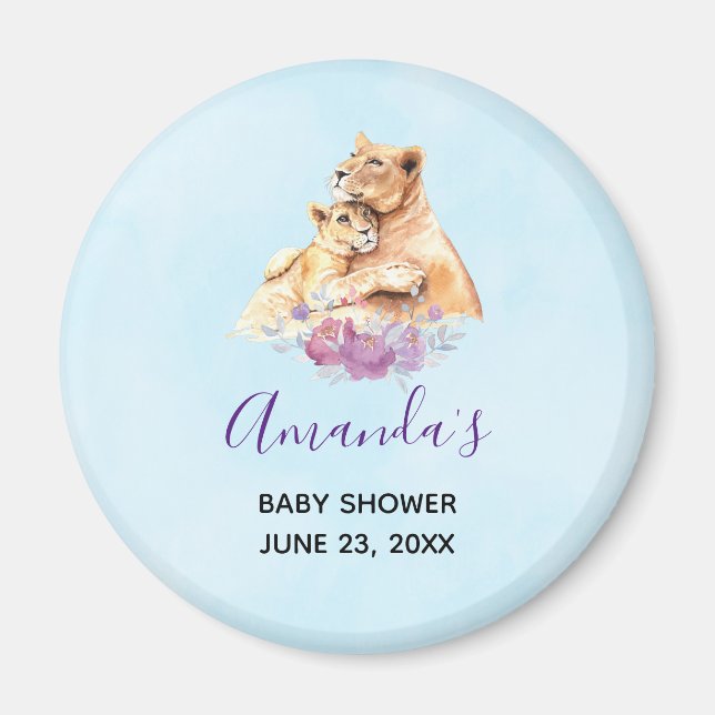 Niedliche Aquarellmütter mit Löwe- und Cub-Babydus Magnet (Vorne)