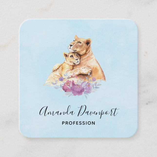 Niedliche Aquarellmütter Quadratische Visitenkarte (Vorderseite)