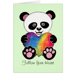 Niedliche Aquarellpanda mit Regenbogenherz