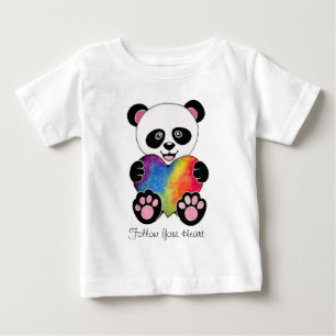 Niedliche Aquarellpanda mit Regenbogenherz Baby T-shirt