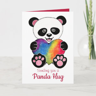 Niedliche Aquarellpanda mit Regenbogenherz Karte