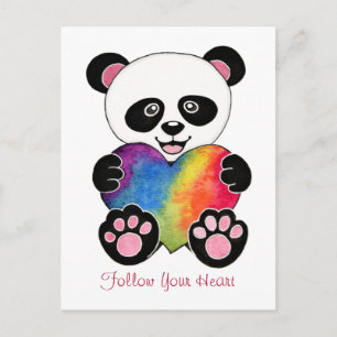 Niedliche Aquarellpanda mit Regenbogenherz Postkarte