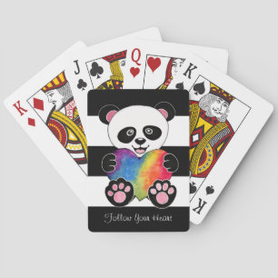 Niedliche Aquarellpanda mit Regenbogenherz Spielkarten