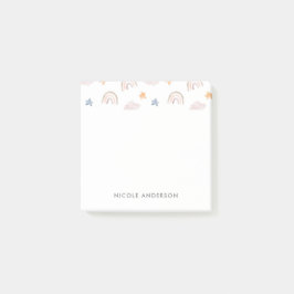 Niedliche Aquarellpastellfarben Regenbogenwolken Post-it Klebezettel