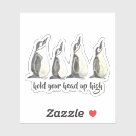 Niedliche Aquarellpinguine halten den Kopf hoch Aufkleber