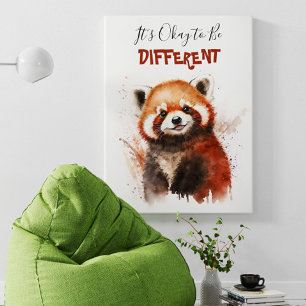 Niedliche Aquarellroter Panda Kinderzimmer Motivat Poster