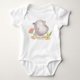 Niedliche Aquarellsafari Tier Hippopotamus Baby Strampler