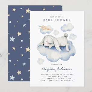 Niedliche Aquarellschläfer Baby Kaninchen Babydusc Einladung