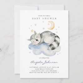 Niedliche Aquarellschläfer Baby Raccoon Babydusche Einladung