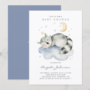 Niedliche Aquarellschläfer Raccoon Babydusche Einladung