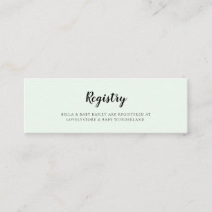 Niedliche Aquarelltafel Baby Dusche Registrierungs Mini Visitenkarte